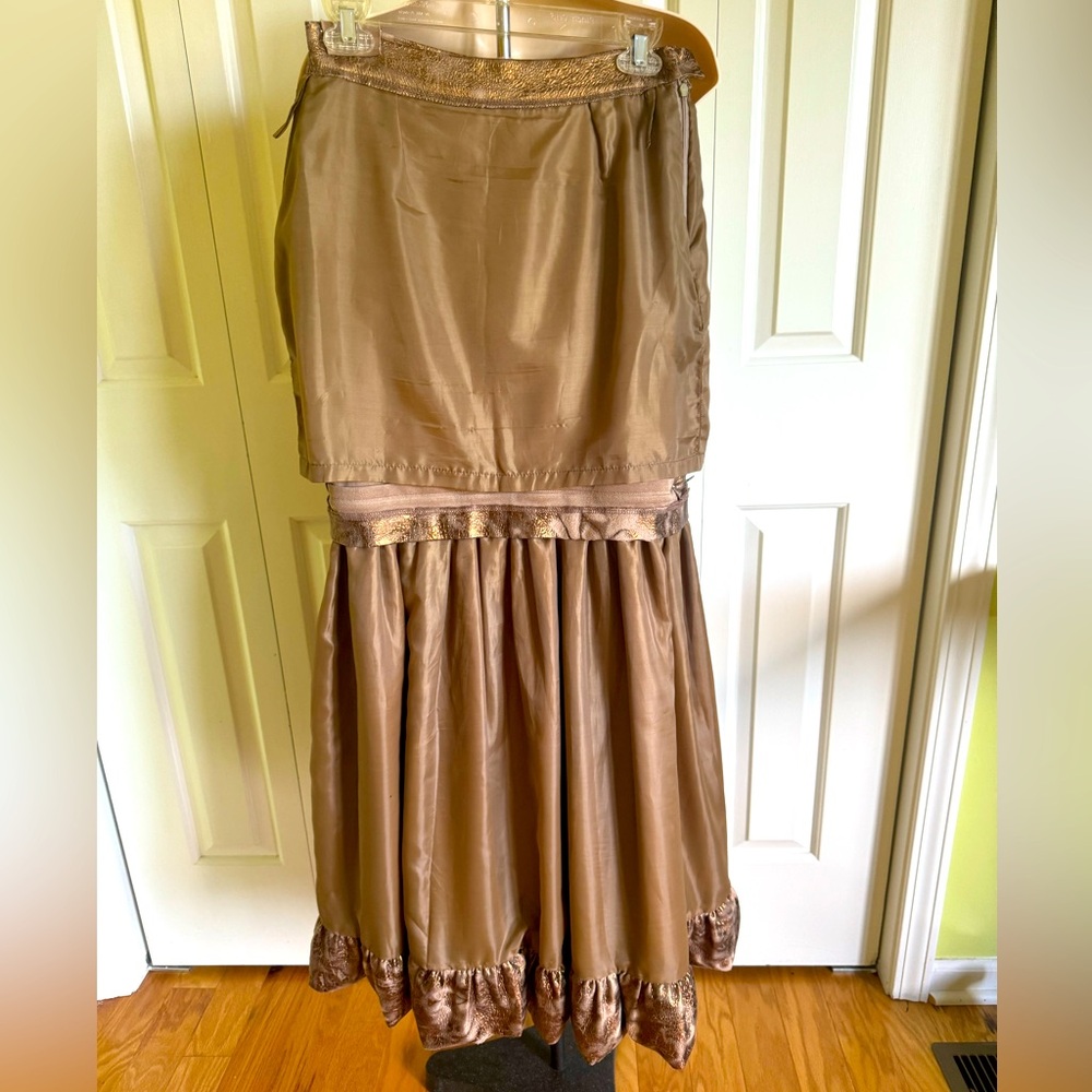 Handmade Gold/Beige Evening Long Skirt M EUC - Picture 7 of 7